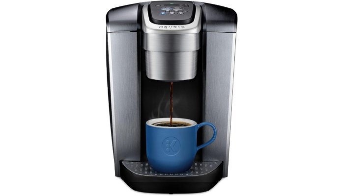 Keurig K-Elite single-serve pod coffee maker in brushed silver finish with strength control buttons