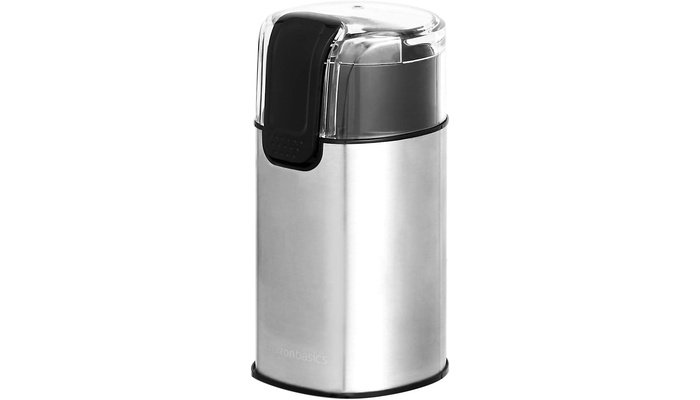 Amazon Basics fast electric coffee grinder with clear safety lid and heavy-duty stainless steel blade