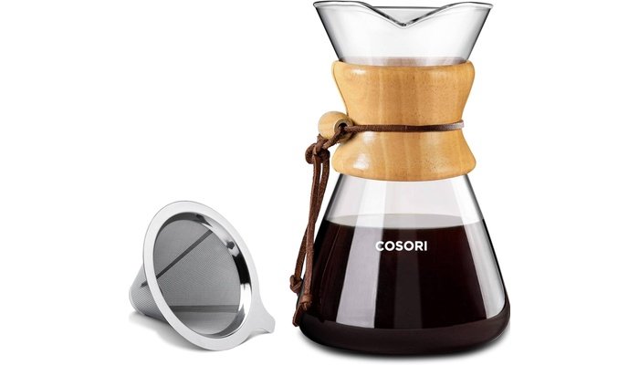 Cosori pour over coffee maker with double layer stainless steel filter