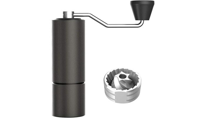 TIMEMORE Chestnut C2 manual coffee grinder in gray with CNC stainless steel tapered burr and metal body