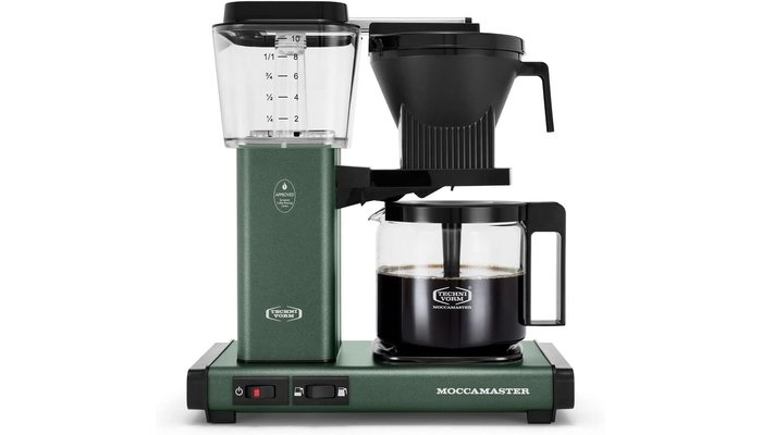 Technivorm Moccamaster KBGV Select premium drip coffee maker in Juniper green finish on modern kitchen counter