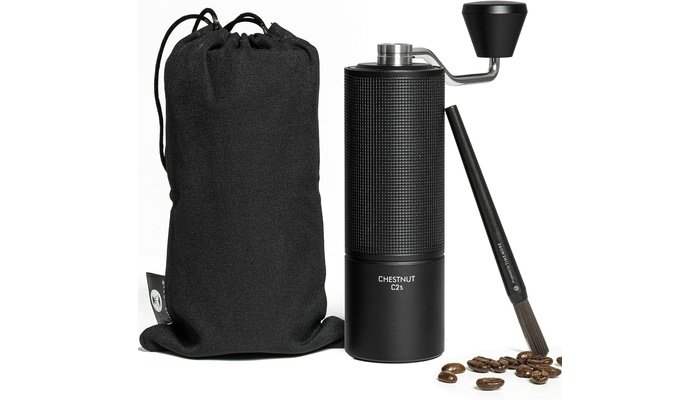 TIMEMORE Chestnut C2S full metal manual coffee grinder in black with CNC stainless steel conical burr